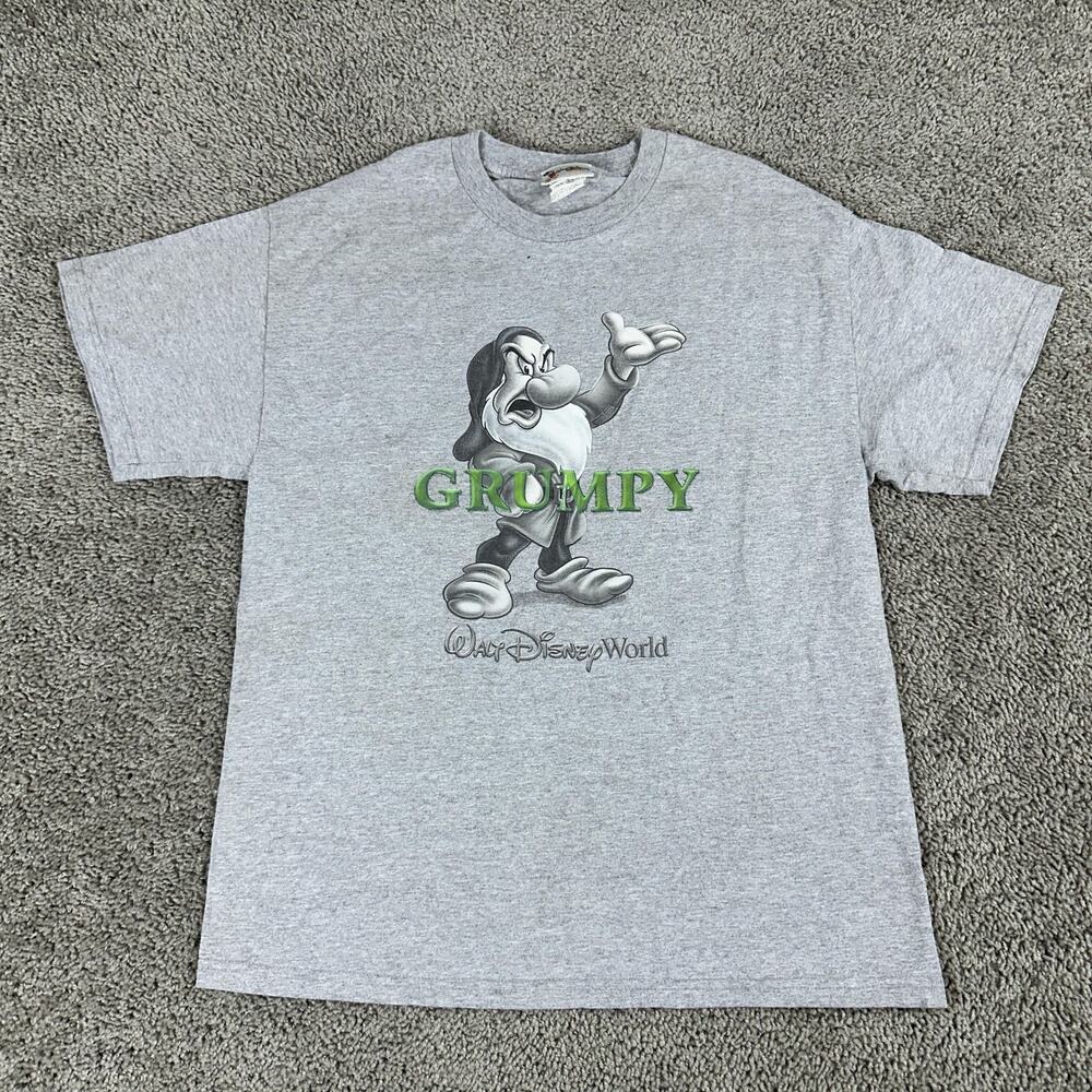 Disney Grumpy Shirt Mens Large Gray Walt Disney World Graphic Tee Snow White